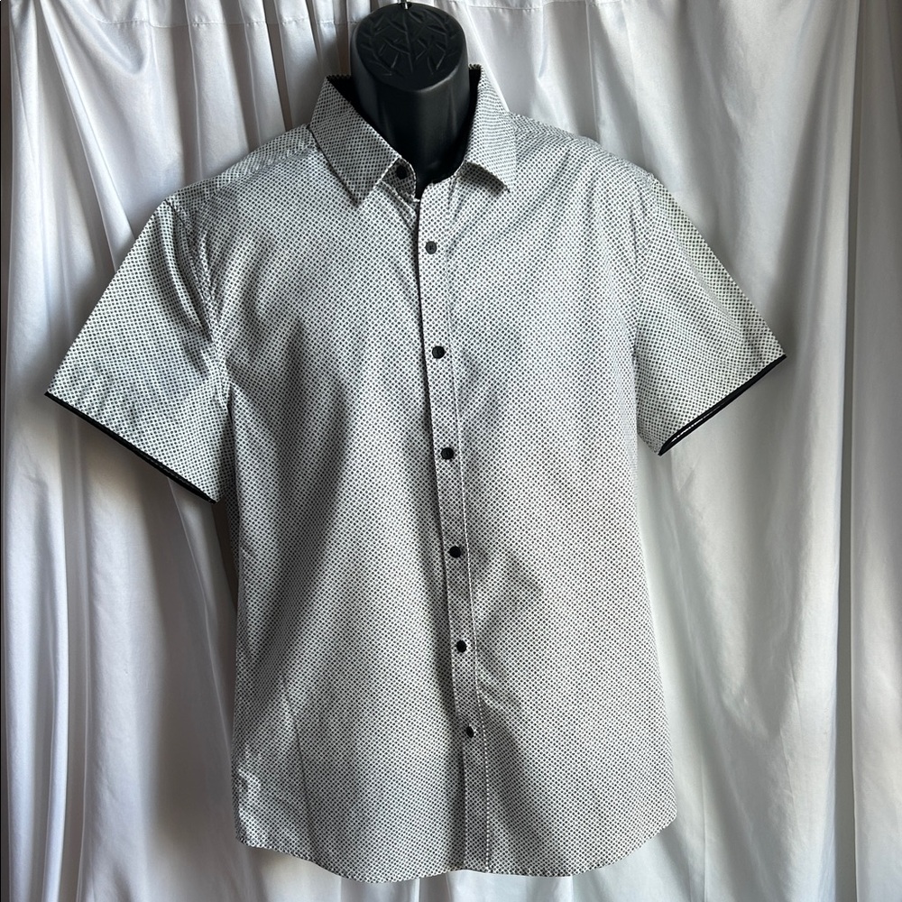 Kenneth Cole Black and White Patterned Shirt
